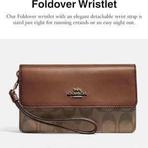 Coach Tan and Brown Signature Wristlet